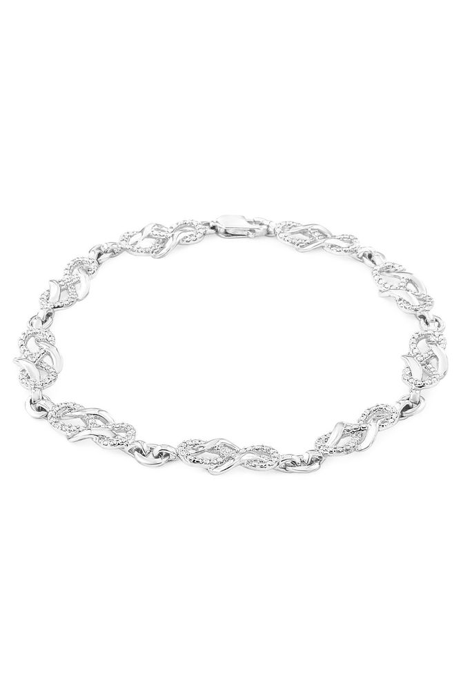 Prong Set Diamond Accent Infinity Weave Link 7.25" Bracelet
